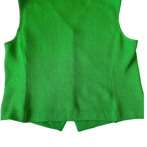 St John Green & White Striped Vest Gold Button Size 12 - Picture 7 of 10